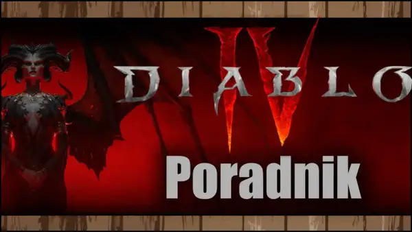 Diablo IV z Lilith i napisem "Poradnik" na czerwonym tle.